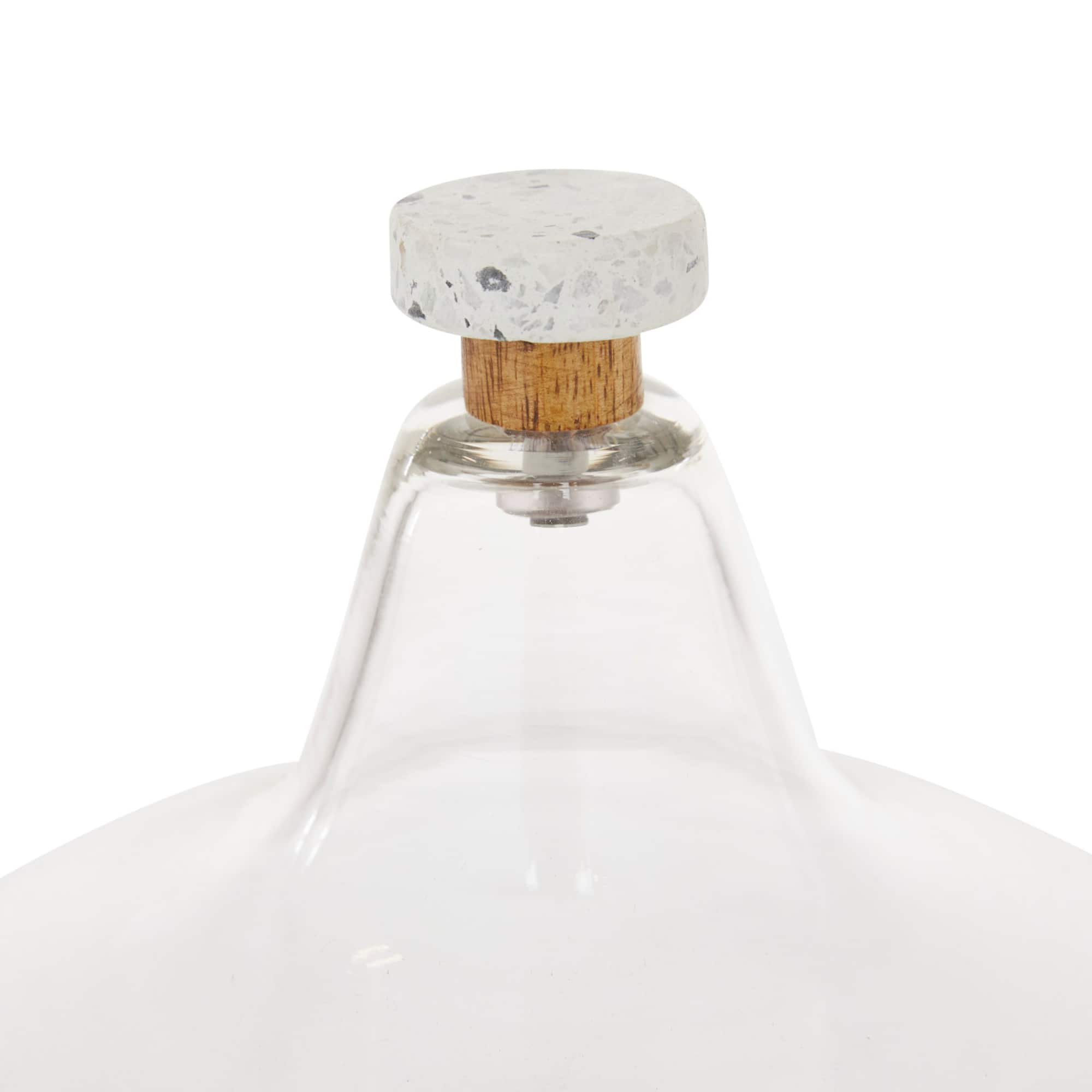 White Stoneware and Glass Contemporary Cake Stand with Cloche, 11" x 9" x 9"